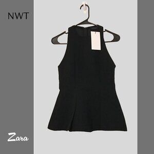 NWT Zara Peplum top, Black, Sz S